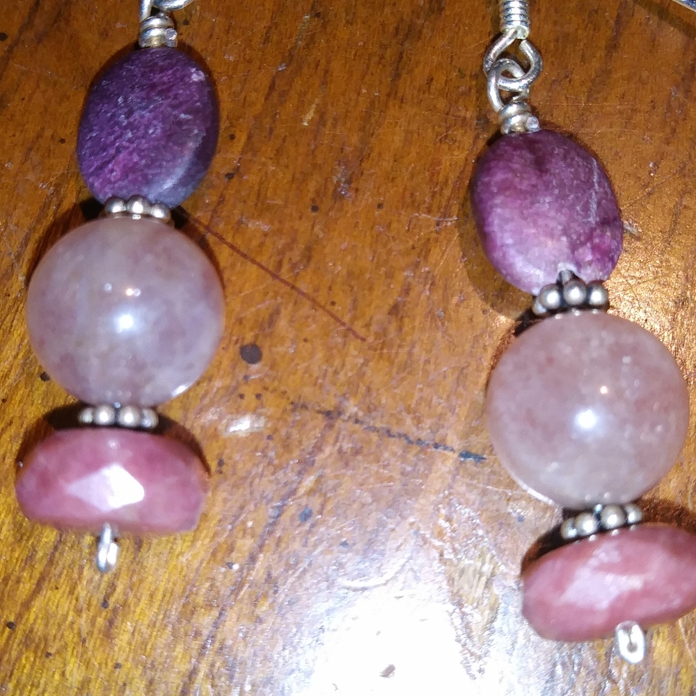 Vintage Sterling silver precious stones earrings
